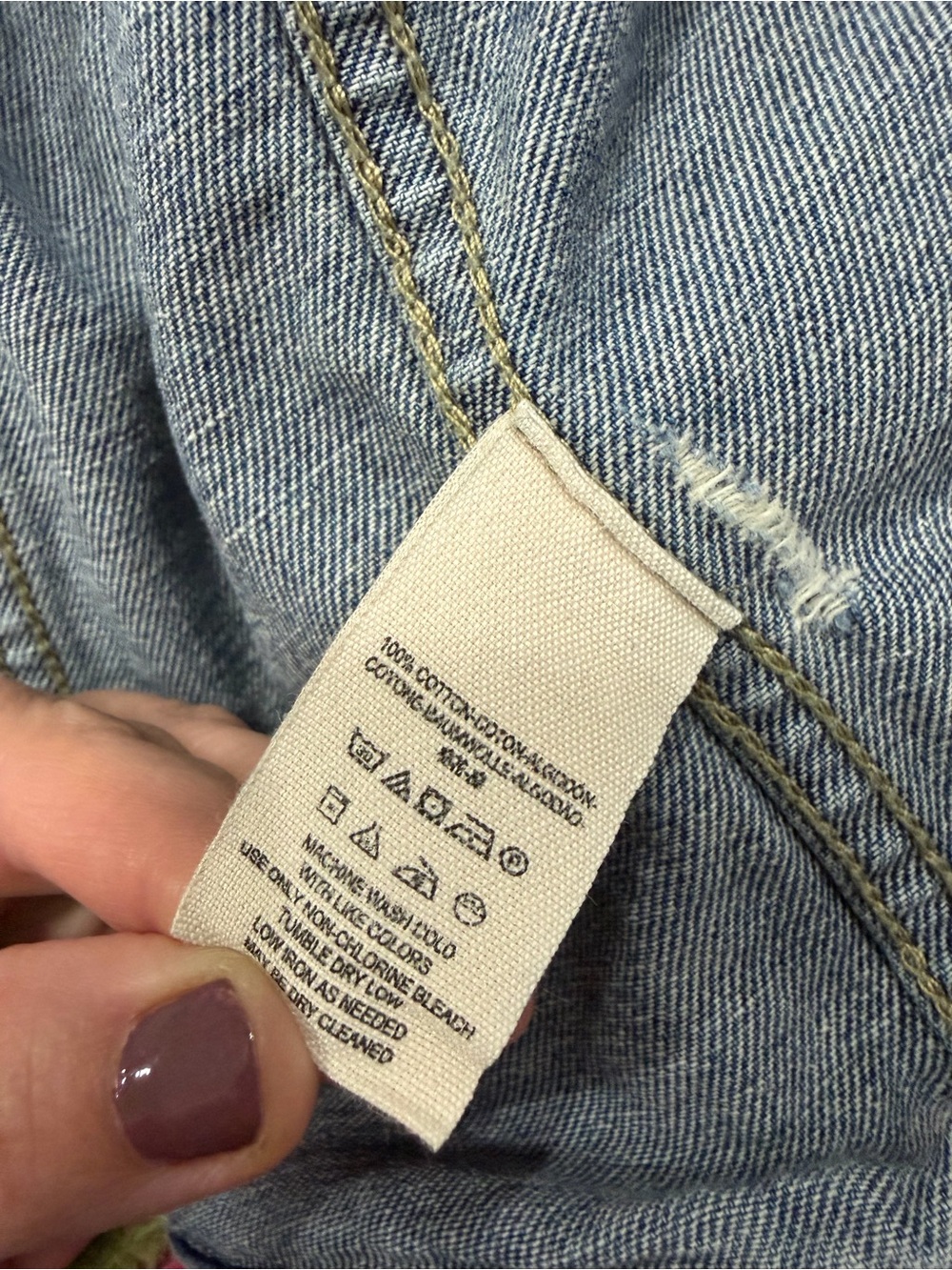 Free People Blue Denim Jacket with Gray Buttons - Picture 4 of 6